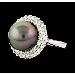 Pearl and Diamond Ring - 14KT White Gold