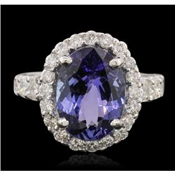 14KT White Gold 5.22 ctw Tanzanite and Diamond Ring