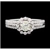 Image 2 : 1.11 ctw Diamond Ring and Wedding Band - 14KT White Gold
