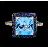 Image 2 : 4.05 ctw Blue Topaz, Sapphire, and Diamond Ring - 14KT White Gold