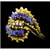 Image 1 : 1.00 ctw Blue Sapphire and Diamond Ring - 18KT Yellow Gold
