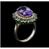 Image 4 : 6.20 ctw Tanzanite, Tsavorite and Diamond Ring - 14KT White Gold