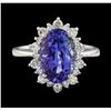 Image 2 : 4.06 ctw Tanzanite and Diamond Ring - 14KT White Gold