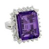 Image 2 : 14KT White Gold 12.49 ctw Amethyst and Diamond Ring