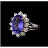 Image 1 : 4.68 ctw Tanzanite and Diamond Ring - 14KT White Gold