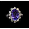 Image 2 : 4.68 ctw Tanzanite and Diamond Ring - 14KT White Gold