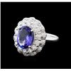 Image 2 : 14KT White Gold 4.15 ctw Tanzanite and Diamond Ring