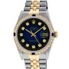 Image 2 : Rolex Mens 2T Blue Vignette Diamond And Sapphire Datejust Wristwatch