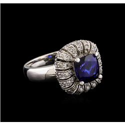 14KT White Gold 2.25 ctw Tanzanite and Diamond Ring