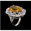 Image 4 : 14KT White Gold 10.91 ctw Citrine and Diamond Ring