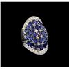 Image 1 : 14KT White Gold 7.25 ctw Sapphire and Diamond Ring
