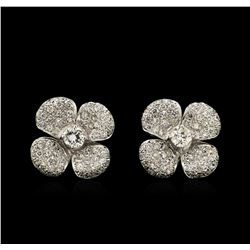 1.98 ctw Diamond Clover Earrings - 18KT White Gold