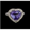 Image 2 : 5.65 ctw Tanzanite and Diamond Ring - 14KT White Gold