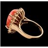 Image 3 : 9.47 ctw Coral and Diamond Ring - 14KT Rose Gold