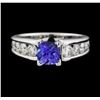 Image 2 : 1.10 ctw Tanzanite and Diamond Ring - 14KT White Gold