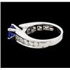 Image 3 : 1.10 ctw Tanzanite and Diamond Ring - 14KT White Gold