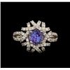 Image 2 : 14KT White Gold 1.17 ctw Tanzanite and Diamond Ring