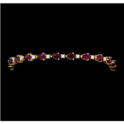 9.15 ctw Ruby And Diamond Bracelet - 18KT Yellow Gold