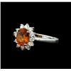 Image 1 : 1.60 ctw Mandarin Spessartite and Diamond Ring - 14KT White Gold