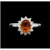 Image 2 : 1.60 ctw Mandarin Spessartite and Diamond Ring - 14KT White Gold