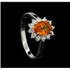 Image 4 : 1.60 ctw Mandarin Spessartite and Diamond Ring - 14KT White Gold