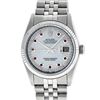 Image 7 : Rolex Mens 36mm Stainless Steel MOP Ruby String Diamond Datejust Wristwatch