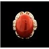Image 2 : 14KT Rose Gold 20.93 ctw Coral and Diamond Ring
