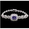 Image 1 : 4.31 ctw Tanzanite and Diamond Bracelet - 14KT White Gold