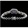 Image 2 : 4.31 ctw Tanzanite and Diamond Bracelet - 14KT White Gold