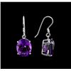 Image 2 : Crayola 17.60 ctw Amethyst Earrings - 14K White Gold
