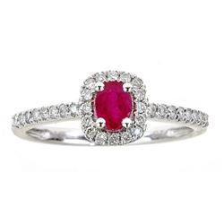 0.50 ctw Ruby and Diamond Ring - 14KT White Gold