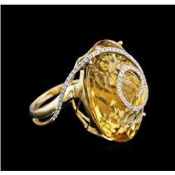 18KT Yellow Gold 41.50 ctw Citrine and Diamond Ring