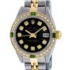 Image 1 : Rolex Ladies 2T Black Diamond And Emerald Datejust Wristatch