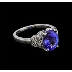 2.86 ctw Tanzanite and Diamond Ring - 14KT White Gold