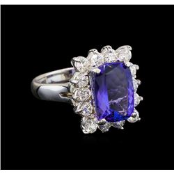 14KT White Gold 3.90 ctw Tanzanite and Diamond Ring