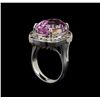 Image 4 : 14KT White Gold 16.20 ctw Kunzite and Diamond Ring