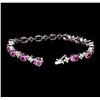 Image 4 : 13.62 ctw Pink Sapphire And Diamond Bracelet - 18KT White Gold