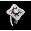 Image 4 : 0.76 ctw Diamond Ring And Sapphire Ring- 18KT White Gold