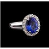 3.98 ctw Tanzanite and Diamond Ring - 14KT White Gold