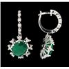 Image 2 : 6.27 ctw Emerald and Diamond Earrings - 14KT White Gold