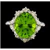 Image 2 : 5.89 ctw Peridot and Diamond Ring - Platinum