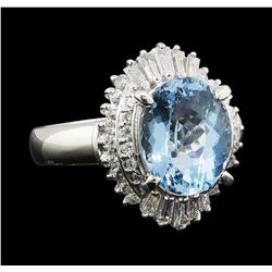 2.60 ctw Aquamarine and Diamond Ring - Platinum