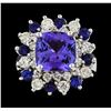 Image 2 : 4.81 ctw Tanzanite and Diamond Ring - 14KT White Gold