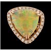 Image 2 : 19.78 ctw Opal and Diamond Ring - 14KT Rose Gold