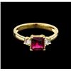 Image 2 : 1.09 ctw Pink Tourmaline and Diamond Ring - 14KT Yellow Gold