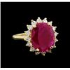 Image 1 : GIA Cert 5.13 ctw Ruby and Diamond Ring - 14KT Yellow Gold