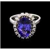 Image 2 : 4.05 ctw Tanzanite and Diamond Ring - 14KT White Gold