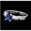 Image 1 : 1.00 ctw Sapphire and Diamond Ring - 18KT White Gold