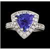 Image 2 : 4.50 ctw Tanzanite and Diamond Ring - 14KT White Gold