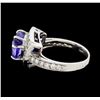 Image 3 : 4.50 ctw Tanzanite and Diamond Ring - 14KT White Gold